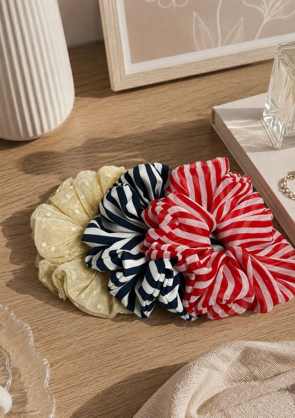 Scrunchie xxl rayas azul