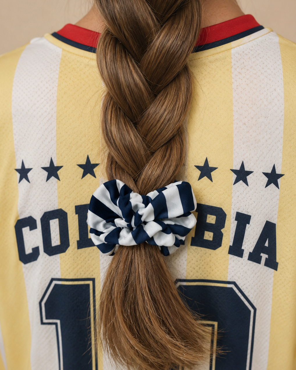 Scrunchie mediano rayas azul