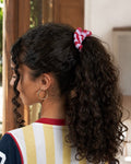 Scrunchie pequeño rayas rojo