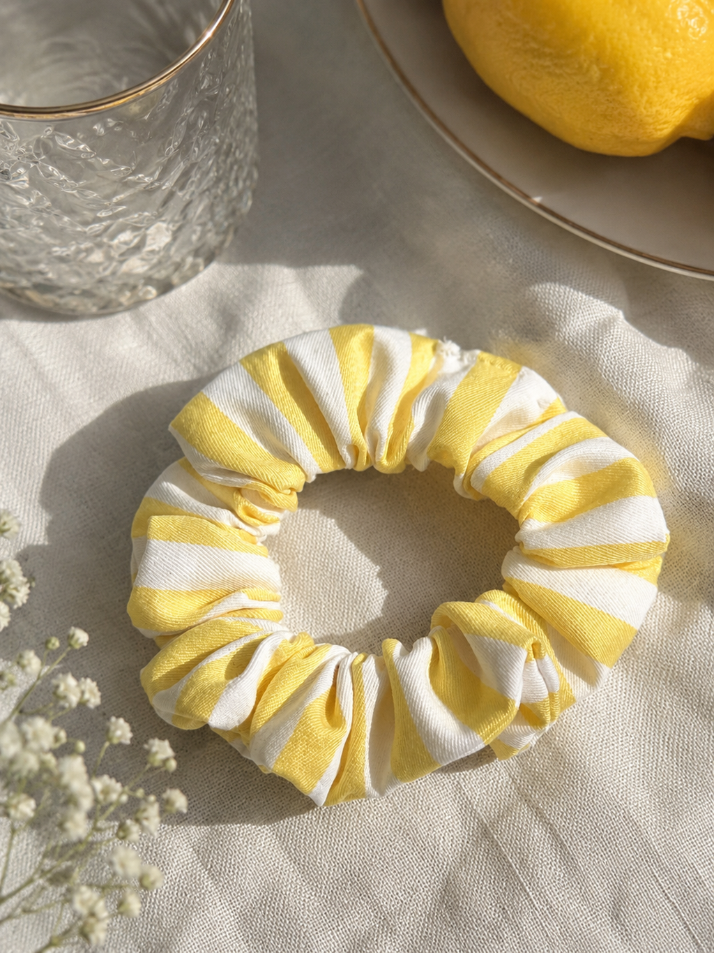Scrunchie pequeño rayas amarillo
